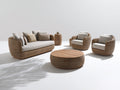 Gartensofa Set aus Polyrattan 280 x 210 x 82 cm - Braun-Beige-Naturholz - 4-teilig mit 2 Sesseln und rundem Couchtisch für Garten und Terrasse