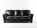 3 Sitzer Sofas mit Bezug in Lederoptik 215x95x90 cm - Schwarz - Klassisches Design mit gepolsterten Armlehnen