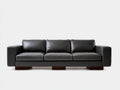 3 Sitzer Sofas in Lederoptik 235 x 95 x 86 cm - Schwarz und Dunkelbraun - Modernes geradliniges Design mit Holzfüßen für Wohnzimmer und Gästezimmer