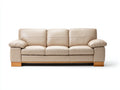 3 Sitzer Sofas mit Bezug in Lederoptik 220x95x90 cm - Cremeweiß Naturbraun - Gepolstert mit breiten Armlehnen