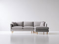 Ecksofa aus Strukturstoff 255 x 165 x 88 cm - Hellgrau und Naturfarben - Modernes Design mit Ottomane und Holzfüßen für Wohnzimmer