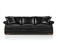 3 Sitzer Sofas mit Lederbezug 230 x 95 x 90 cm - Schwarz - Gepolstert mit Rundarmlehnen und Ziernieten im klassischen Design