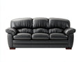 3 Sitzer Sofas mit Lederbezug 220 x 95 x 90 cm - Schwarz - Gepolstert mit breiten Armlehnen im klassischen Design
