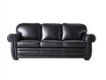 3 Sitzer Sofas in Lederoptik 228 x 98 x 94 cm - Schwarz - Klassisches Komfortdesign mit gerollten Armlehnen für Wohnzimmer und Gästezimmer
