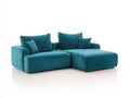 Ecksofa aus Samt 260x180x85 cm - Petrol - Modernes Design mit breiter Recamiere