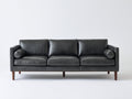 3 Sitzer Sofas mit Bezug in Lederoptik 225x90x82 cm - Anthrazit Naturbraun - Modernes Design mit Holzfüßen