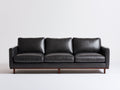 3 Sitzer Sofas mit Lederbezug 225 x 90 x 82 cm - Schwarz - Gepolstert mit geraden Armlehnen und Holzgestell im modernen Design