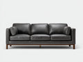 3 Sitzer Sofas mit Lederbezug 225 x 92 x 85 cm - Dunkelgrau - Gepolstert mit geraden Armlehnen und Holzgestell im modernen Design
