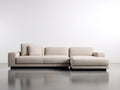 Ecksofa mit Stoffbezug 280 x 170 x 82 cm - Creme-Schwarz - Gepolstert mit Ottomane für Wohnzimmer und Lounge