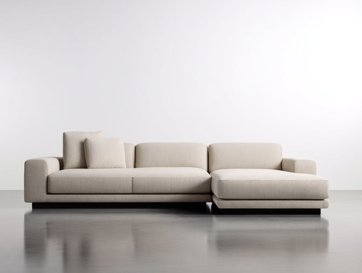 Ecksofa mit Stoffbezug 280 x 170 x 82 cm - Creme-Schwarz - Gepolstert mit Ottomane für Wohnzimmer und Lounge