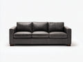 3 Sitzer Sofas in Lederoptik 220 x 94 x 86 cm - Dunkelgrau - Gepolstert mit geraden Armlehnen für Wohnzimmer und Büro