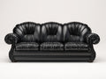 3 Sitzer Sofas mit Bezug in Lederoptik 225x100x95 cm - Schwarz - Klassisches Design mit gerollten Armlehnen