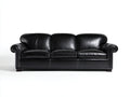 3 Sitzer Sofas in Lederoptik 210 x 92 x 88 cm - Schwarz - Gepolstert mit Rundarmlehnen für Wohnzimmer und Büro