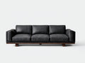 3 Sitzer Sofas in Lederoptik 225 x 95 x 84 cm - Anthrazit-Naturholz - Gepolstert mit Holzrahmen für Wohnzimmer und Büro