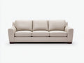 3 Sitzer Sofas in Lederoptik 220 x 94 x 88 cm - Cremebeige - Modernes Komfortdesign mit Holzfüßen für Wohnzimmer und Gästezimmer
