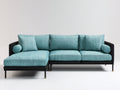 Ecksofa mit Cordbezug 275 x 185 x 82 cm - Türkis-Schwarz - Gepolstert mit Ottomane und erhöhtem Metallgestell im modernen Design