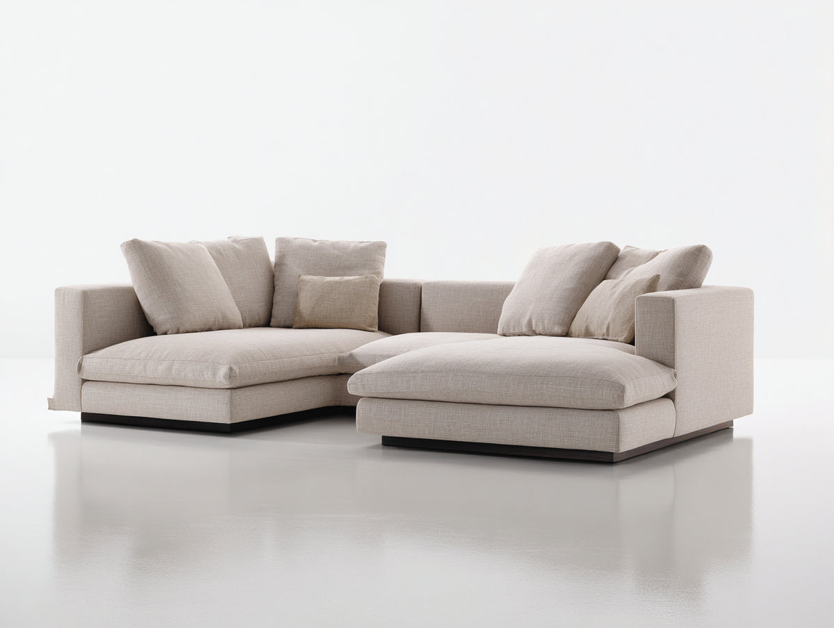 Ecksofa mit Strukturstoffbezug 280 x 280 x 78 cm - Beige - Modulares Design mit breiten Armlehnen