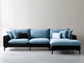 Ecksofa aus Strukturstoff 275 x 170 x 90 cm - Hellblau und Schwarz - Modernes Design mit Ottomane und Metallfüßen für Wohnzimmer