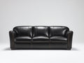 3 Sitzer Sofas mit Kunstlederbezug 210 x 92 x 86 cm - Schwarz - Klassisches Design mit Kontrastnähten